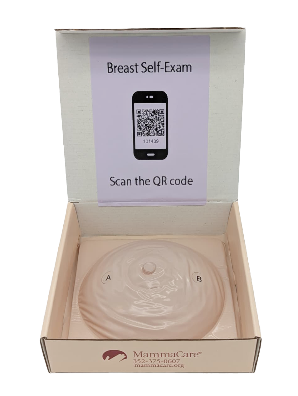 Brustmodell A/B in aufgeklappter Verpackung