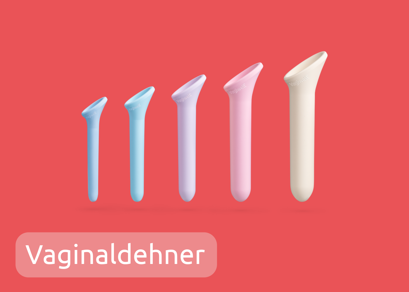 fünf Vagiwell Stifte auf orangenem Hintergrund